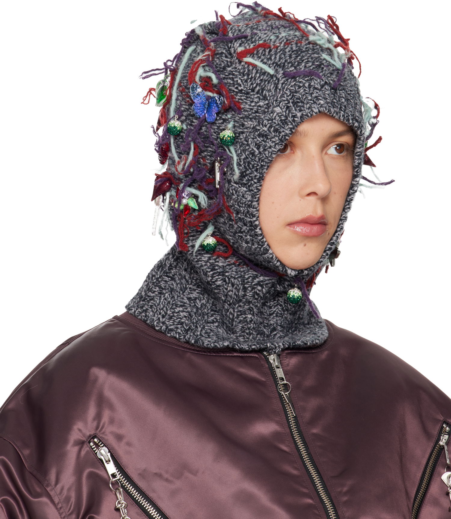 Klobúk Chopova Lowena Washed Up Knitted Embellished Balaclava Rôznofarebný | 6715, 1