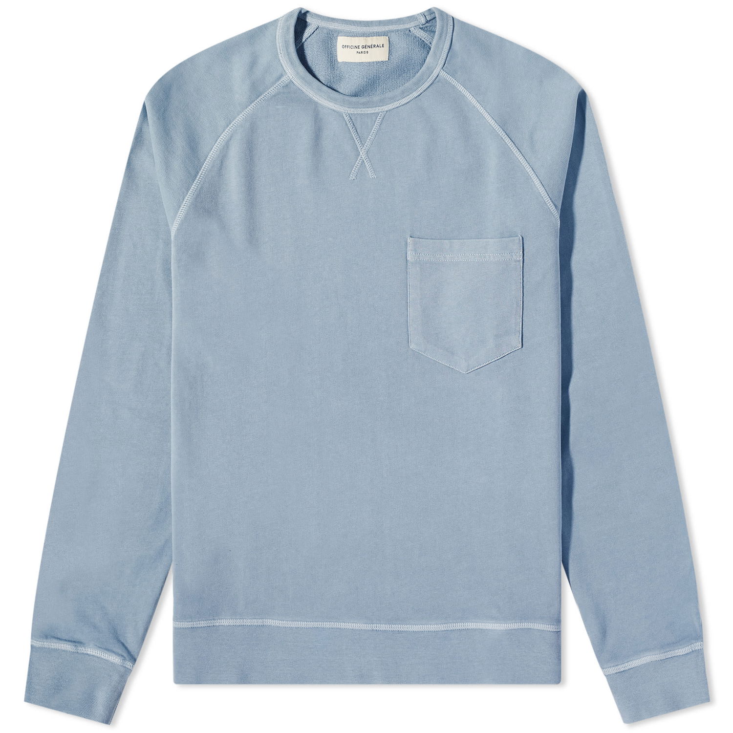 Mikina Officine Générale Chris Pigment Dyed Crew Sweat "Storm Blue" Modrá | W23MSWT253PRE-BLU, 0