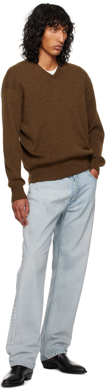 Sveter The Row Knitted V-Neck Sweater Hnedá | 830-Y363, 3