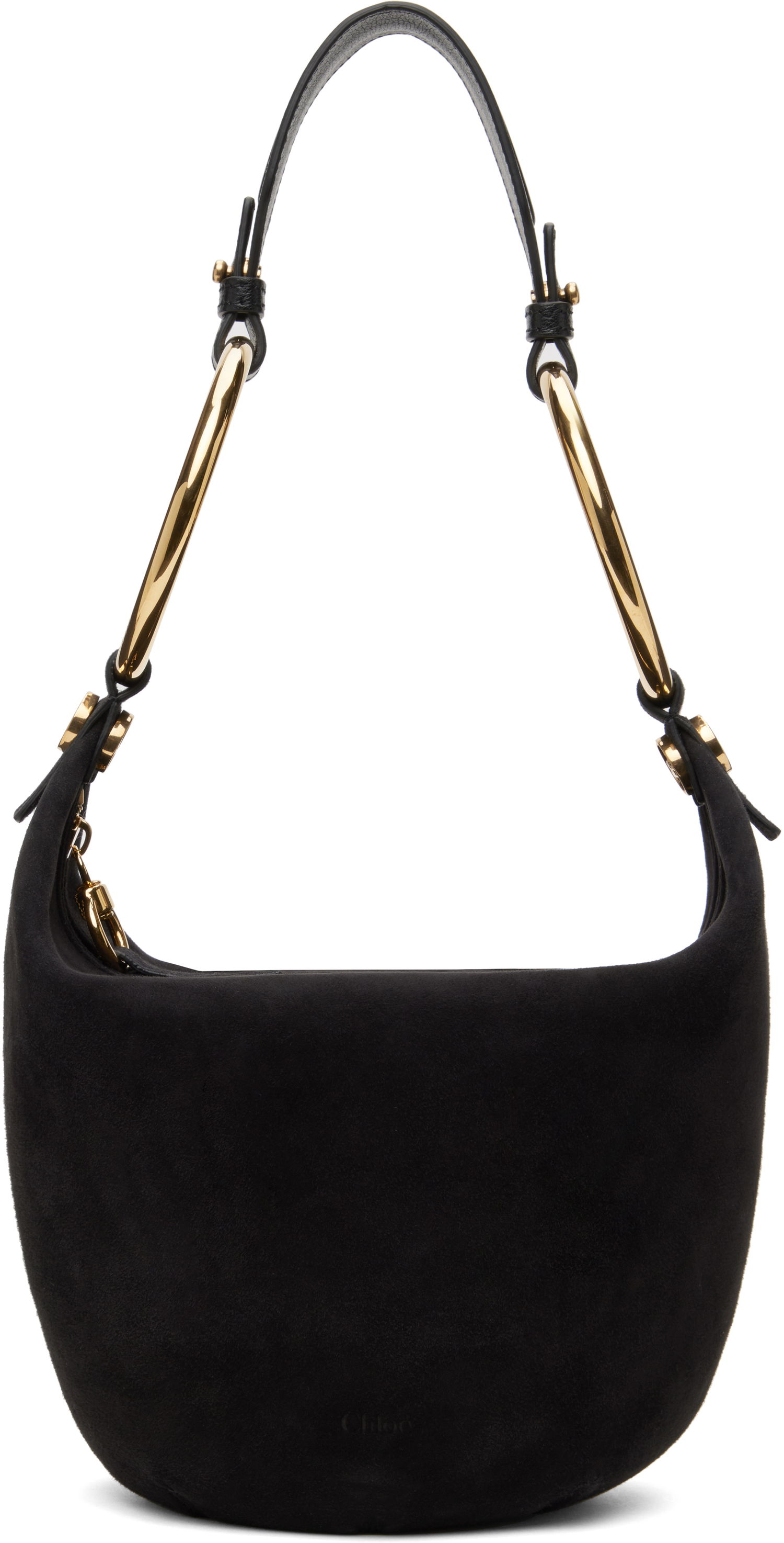 Taška cez rameno CHLOÉ Chloé Small Bracelet Suede Shoulder Bag Čierna | CHC25SS618O84, 0