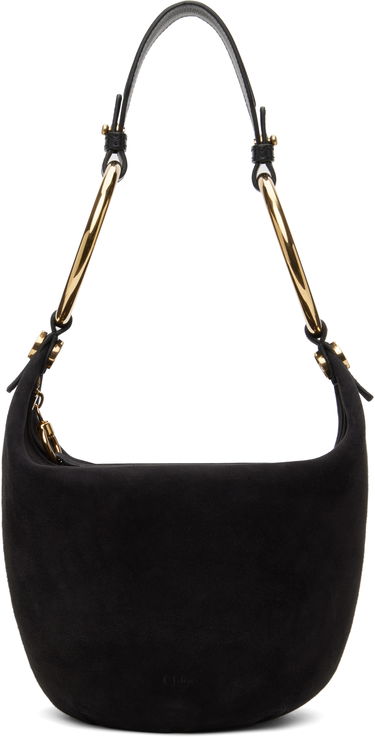 Taška cez rameno CHLOÉ Chloé Small Bracelet Suede Shoulder Bag Čierna | CHC25SS618O84, 0