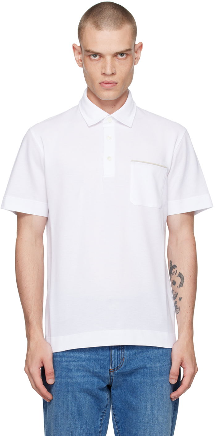 Polo tričko ZEGNA White Pocket Polo Biela | UE392A8-E752, 0