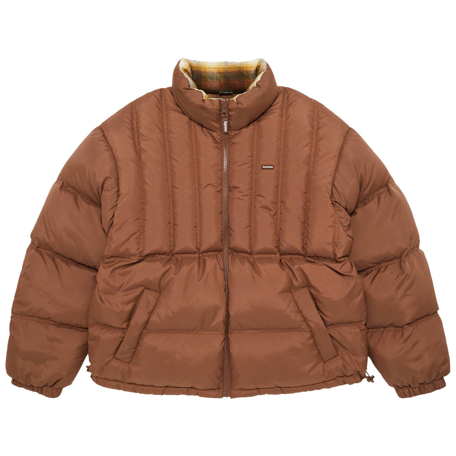 Prešívaná bunda Supreme Flannel Reversible Puffer Jacket Hnedá | FW22J63 BROWN, 1