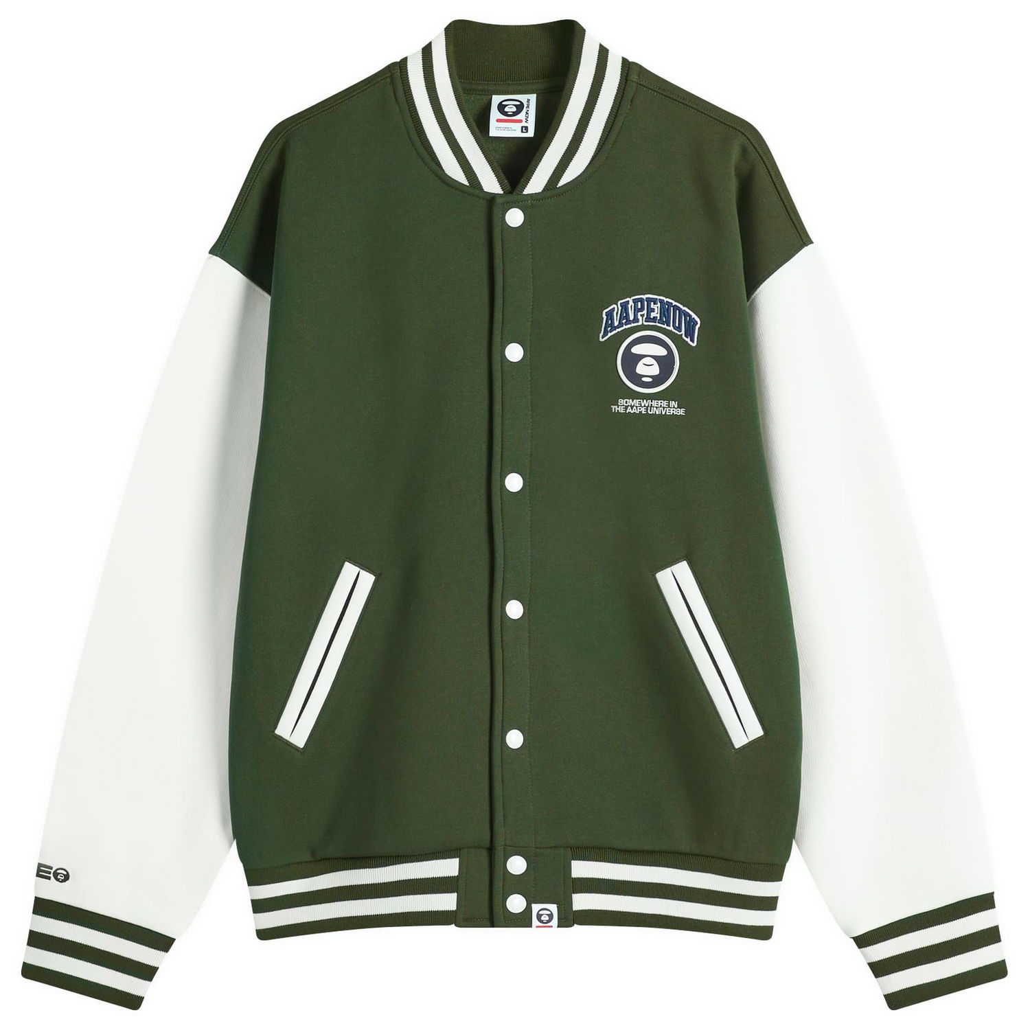 Bomber bunda AAPE by A Bathing Ape AAPE Now Fleece Baseball Jacket Zelené | AAPSWMB328XANGRD, 1