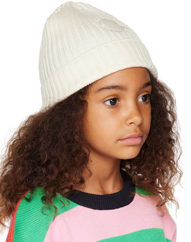 Kulicha Moncler Moncler Enfant Kids Ribbed Knit Patch Beanie Biela | I29543B00010M1131, 1