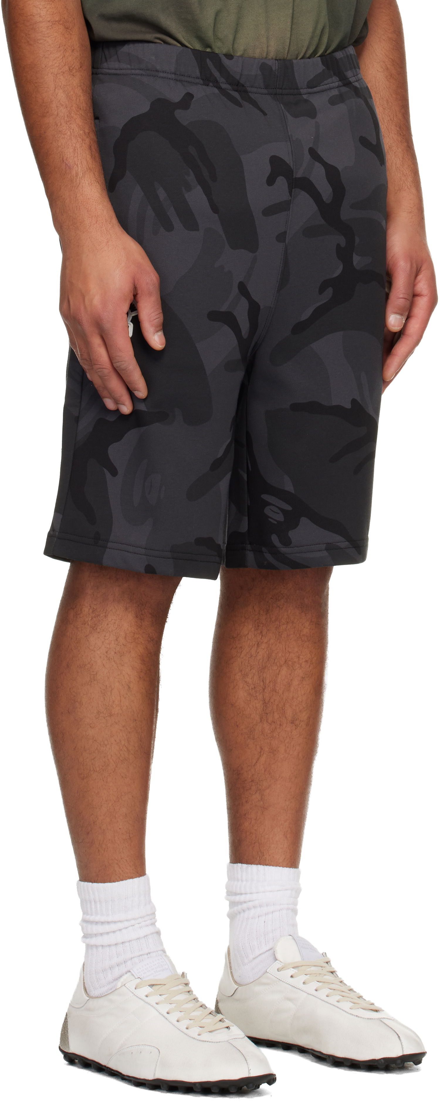 Šortky AAPE by A Bathing Ape 'AAPENOW' Moonface Logo Camouflage Sweat Shorts Šedá | AAPSPMC601XBNBKZ, 1