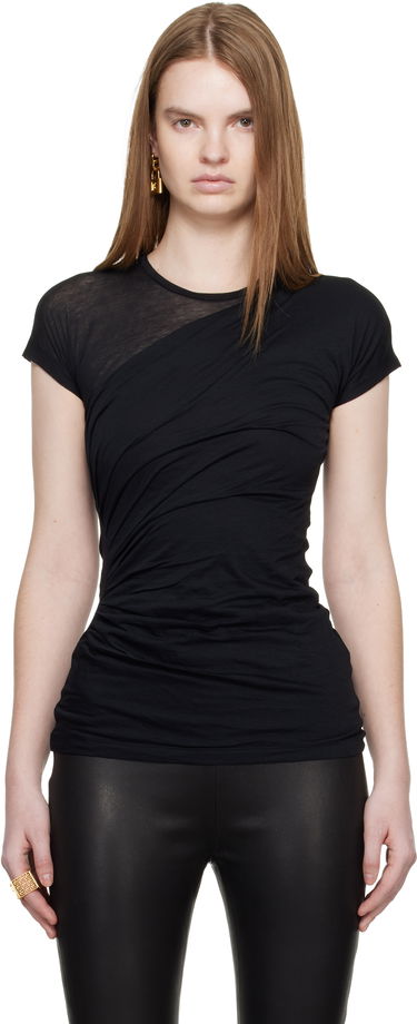 Tričko Balmain Draped T-shirt Čierna | GF1EF003JL63, 0