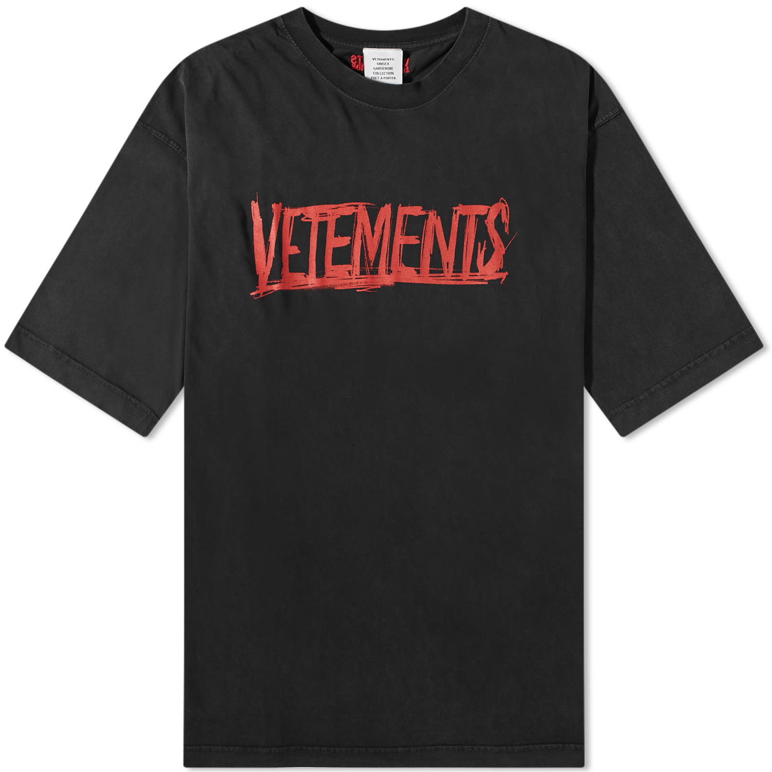 Tričko VETEMENTS World Tour Logo T-Shirt Washed Black Čierna | UE54TR430B, 0
