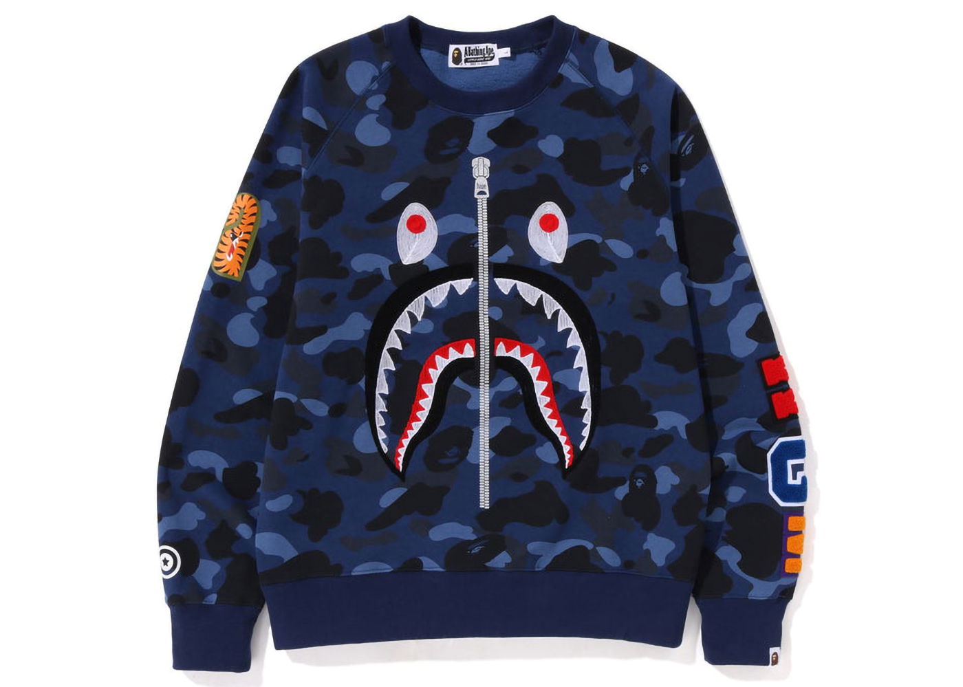 Sveter BAPE Color Camo Embroidery Shark Crewneck Navy | 1J20-113-003, 0