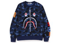 Color Camo Embroidery Shark Crewneck