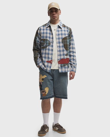 Košeľa KidSuper Patchwork Face Flannel Shirt Modrá | SS25-LTP-02, 2
