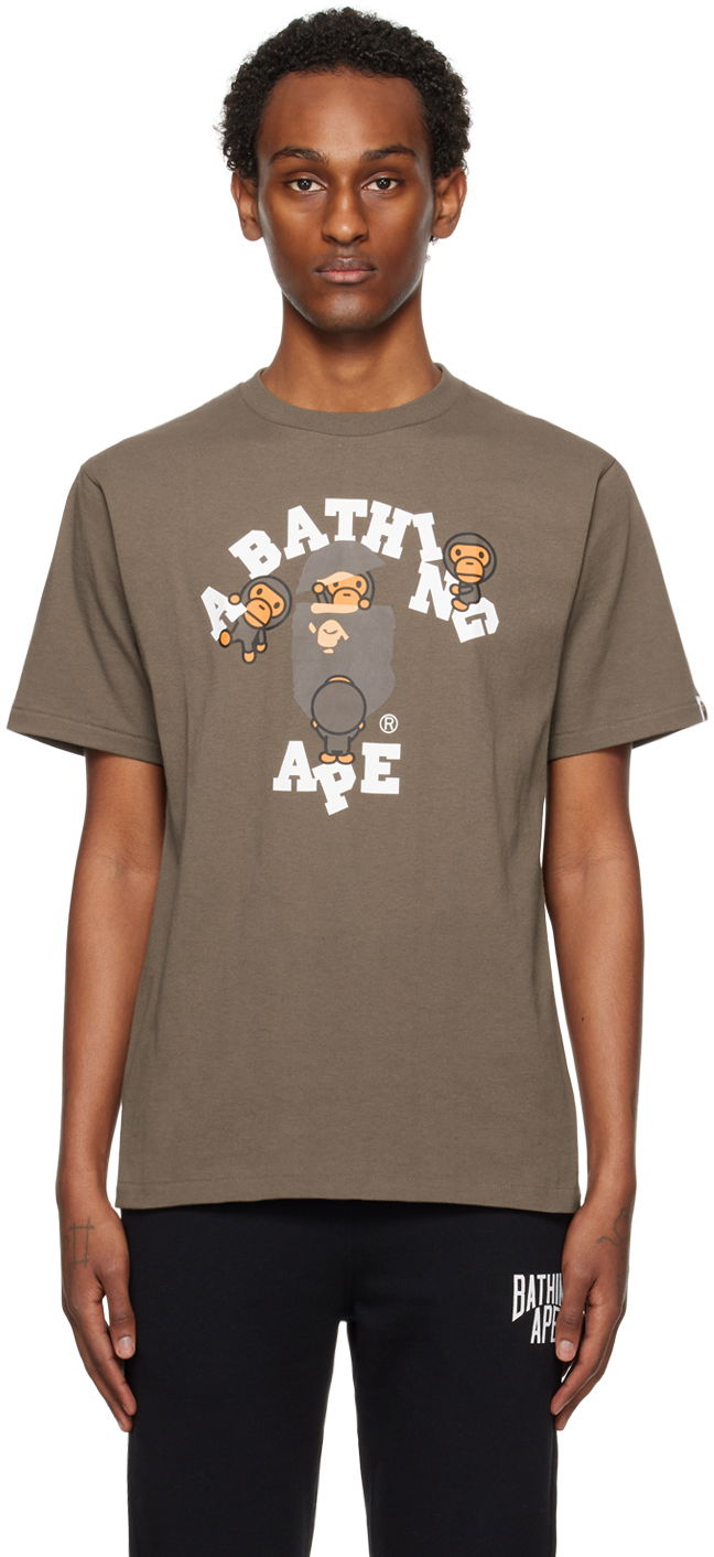 Tričko BAPE College Milo T-Shirt Hnedá | 002TEJ801001M, 0