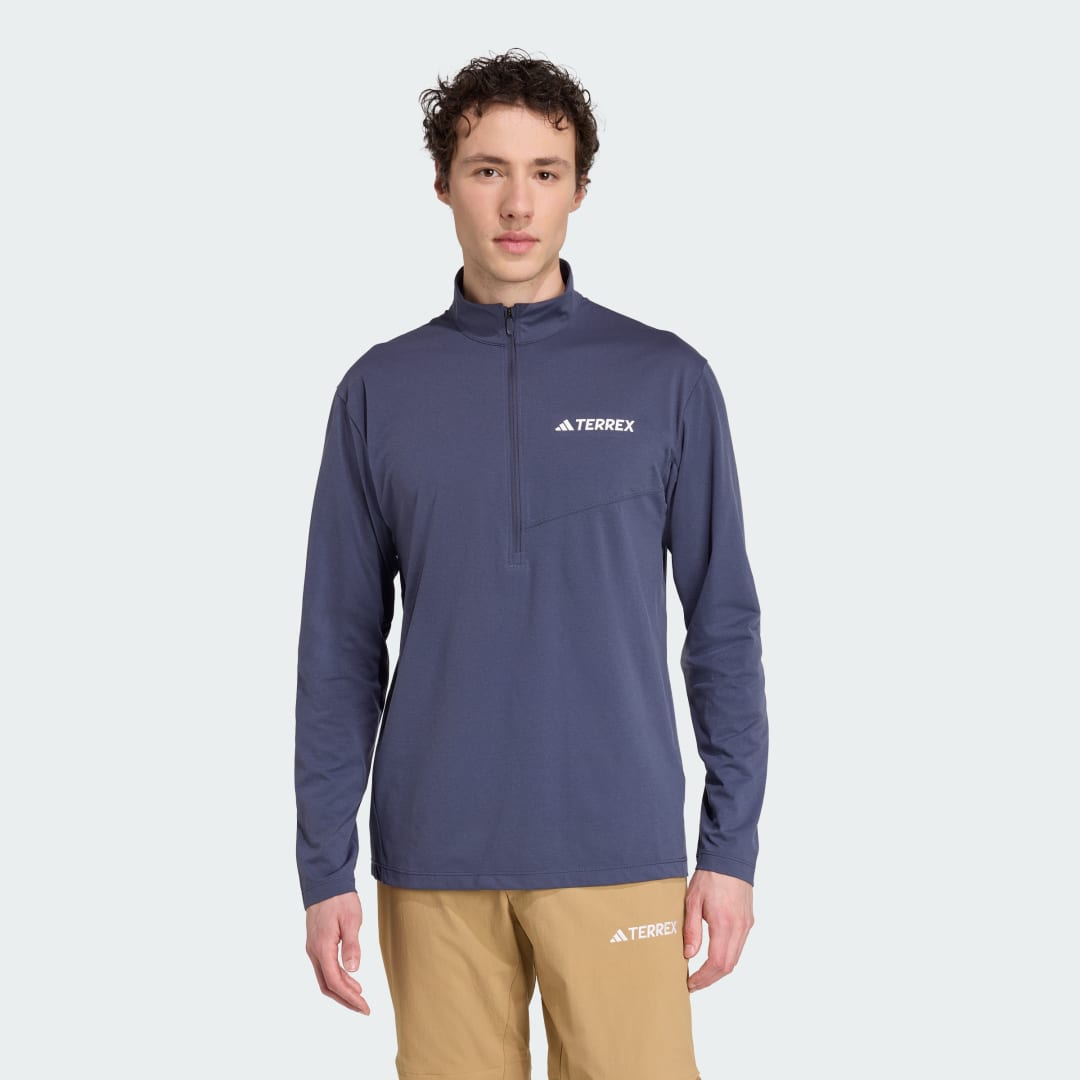 Tričko adidas Performance Terrex Multi Climacool 1/2 Zip Long Sleeve Shirt Modrá | JM7084, 0