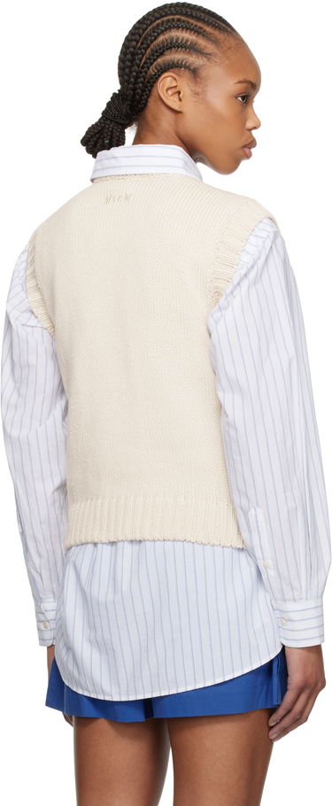 Sveter MSGM MSGM Jacquard Knit Vest Béžová | 3841MDT195 257281, 2