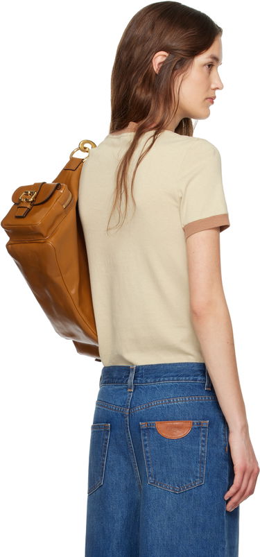Tričko CHLOÉ Chloé Crew Neck Logo Pocket T-Shirt Béžová | CH25UJH04187, 2