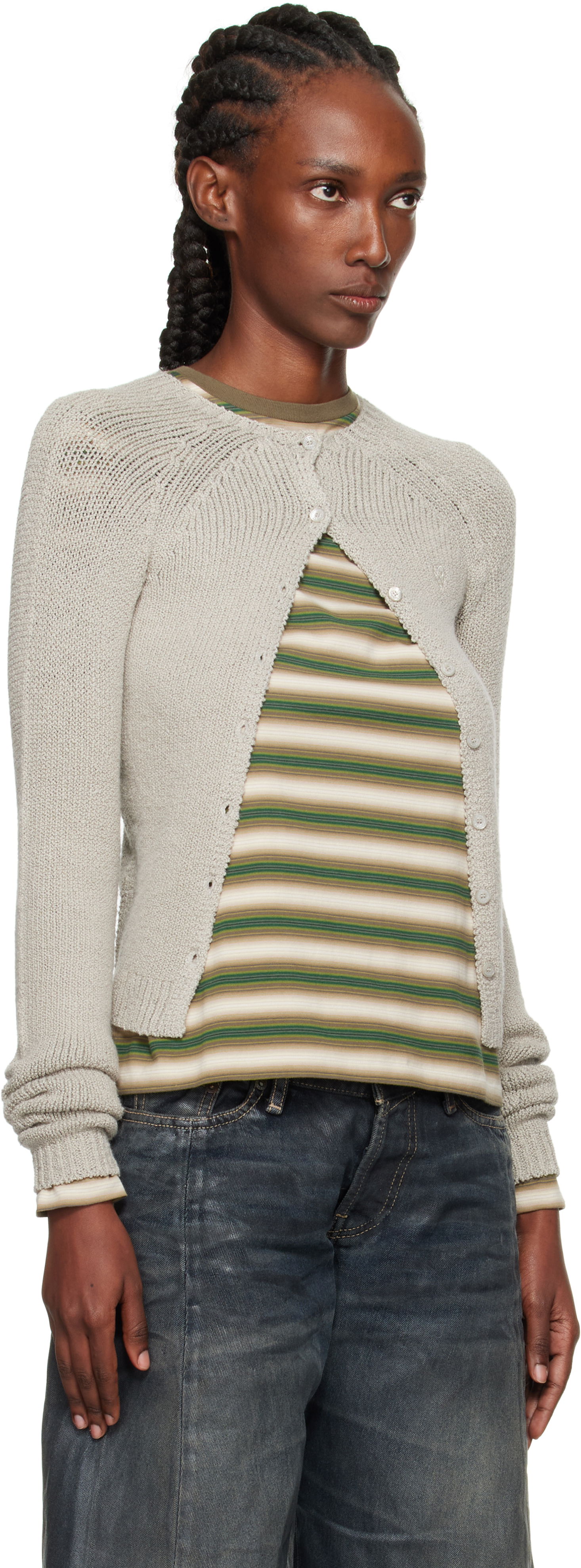 Sveter Acne Studios Acne Studios Button-Up Cardigan Šedá | A60592-, 1
