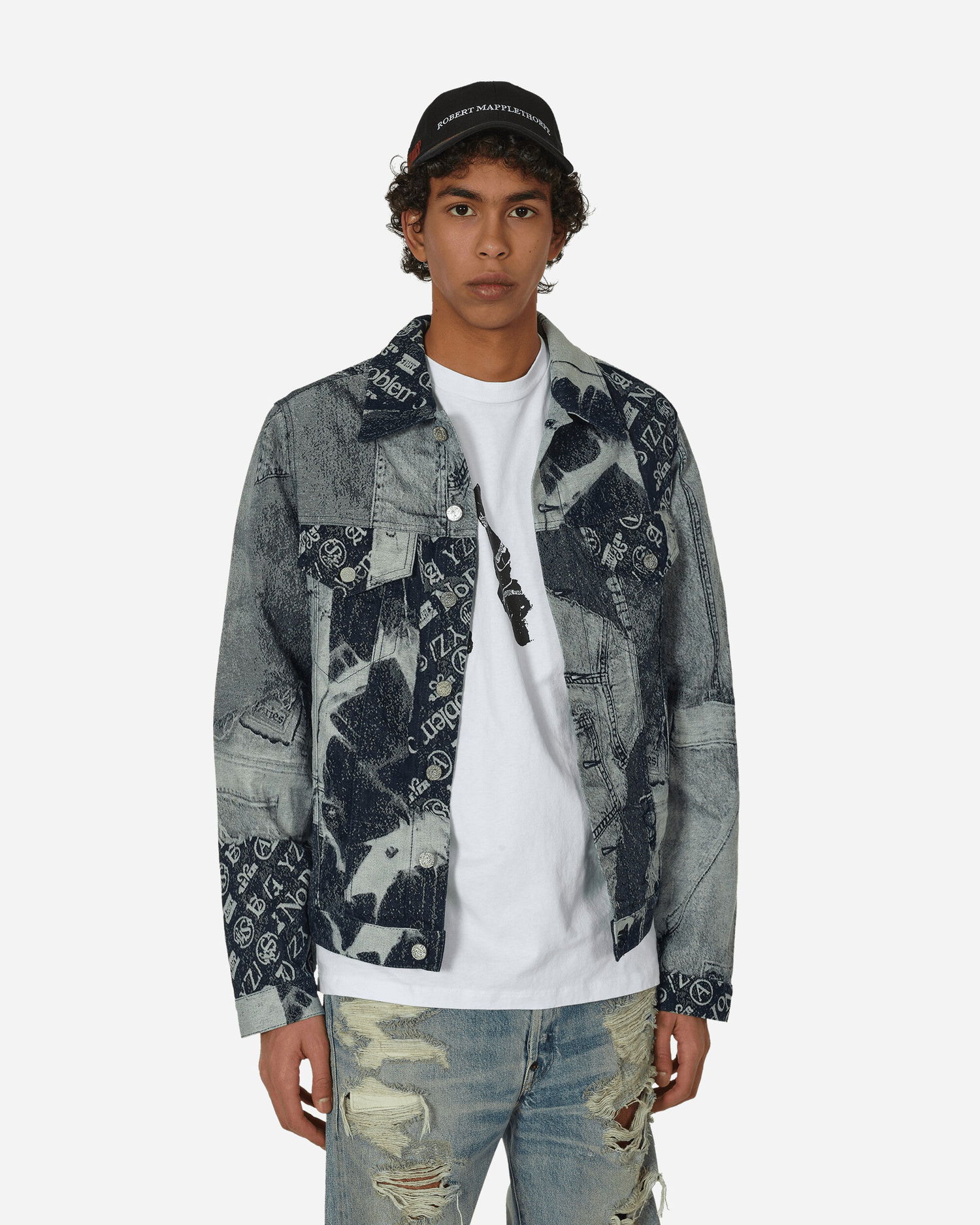 Bunda Aries Patchwork Jacquard Trucker Jacket Šedá | RUAR70000 IND, 1