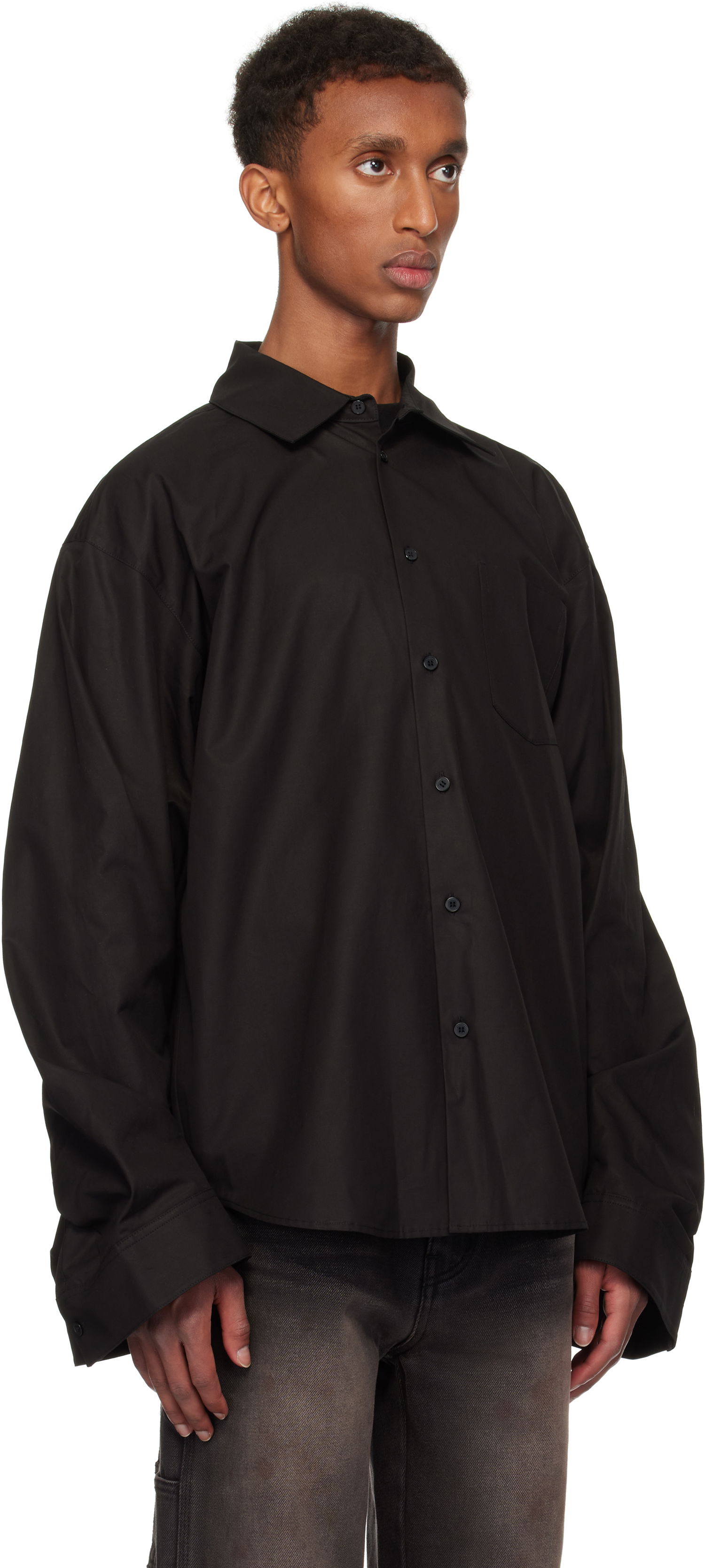 Košeľa We11done We11done Twisted Sleeve Shirt Čierna | WD-SH3-24-110-U-BK, 1