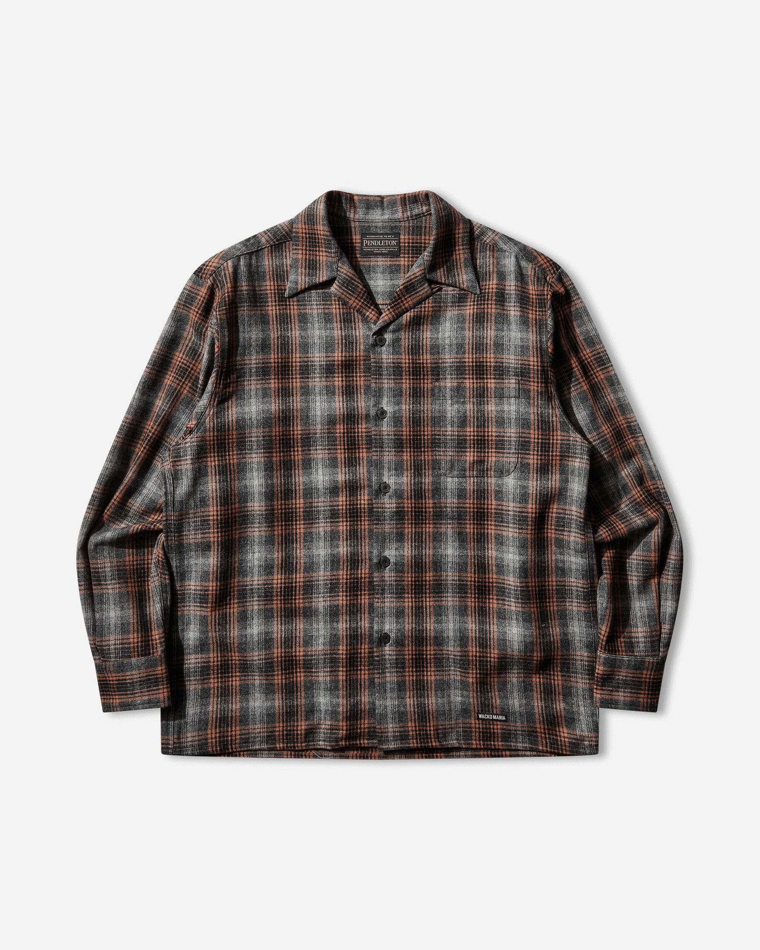 Košeľa WACKO MARIA Ombre Check Open Collar Shirt Rôznofarebný | 25FW-WMS-PE02 GRAY-ORANGE, 1