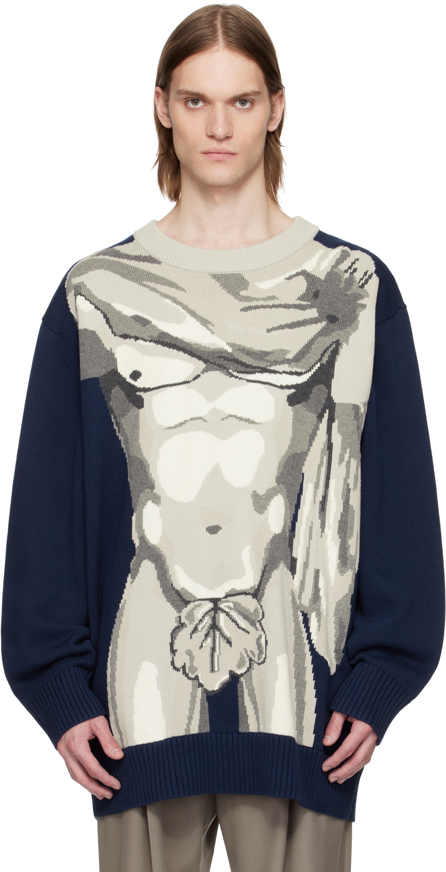 Sveter Charles Jeffrey Loverboy Charles Jeffrey LOVERBOY Bust Graphic Sweater Navy | 54091001, 0