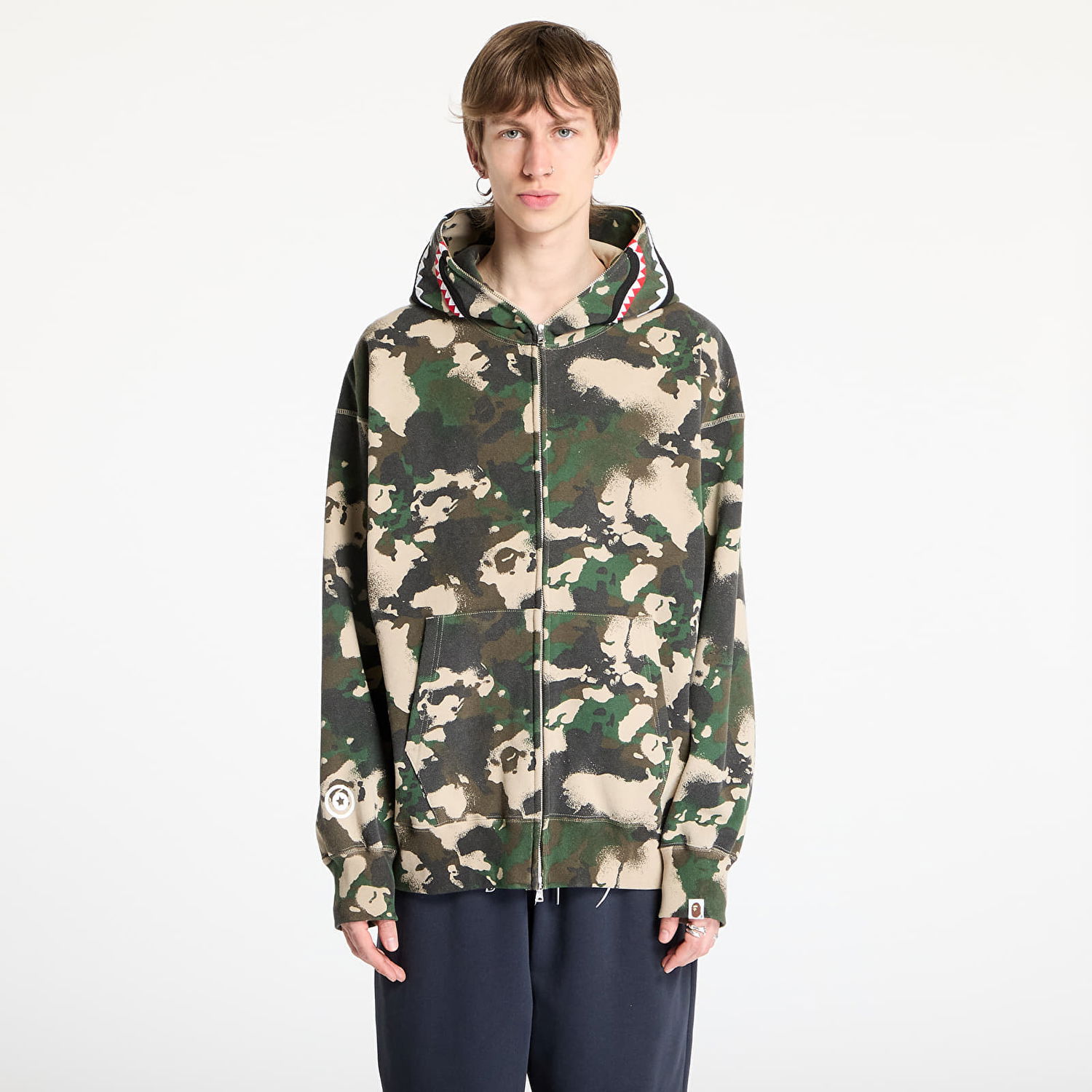 Mikina BAPE A BATHING APE Map Camo Shark Relaxed Fit Full Zip Hoodie Zelené | 001ZPL301001MGRN, 0
