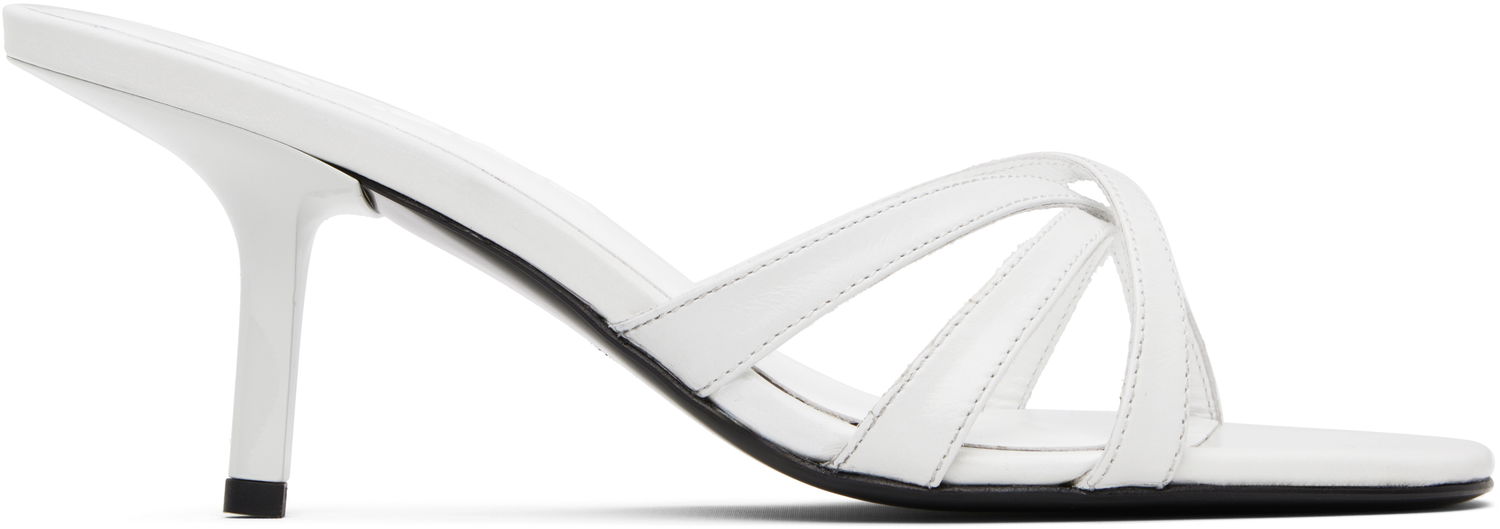 Starostlivosť o obuv BY FAR BY FAR Julie Creased Calf Leather Heeled Sandals Biela | MWFHO020CL034WH025PL, 0