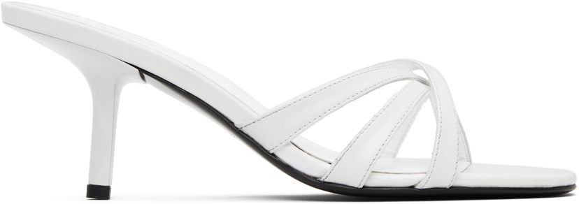 Starostlivosť o obuv BY FAR BY FAR Julie Creased Calf Leather Heeled Sandals Biela | MWFHO020CL034WH025PL