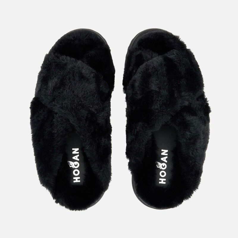 Hogan H644 Chunky Faux Fur Mule
