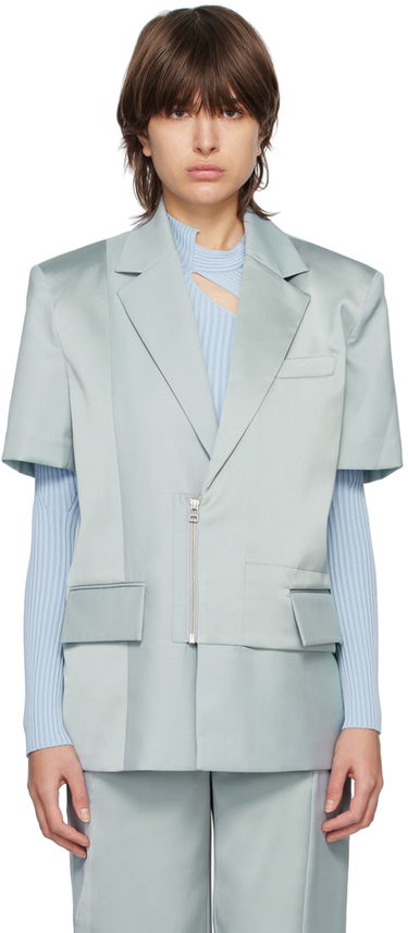 Bunda Feng Chen Wang Feng Chen Wang Short Sleeve Blazer Modrá | FMS15JK07, 0