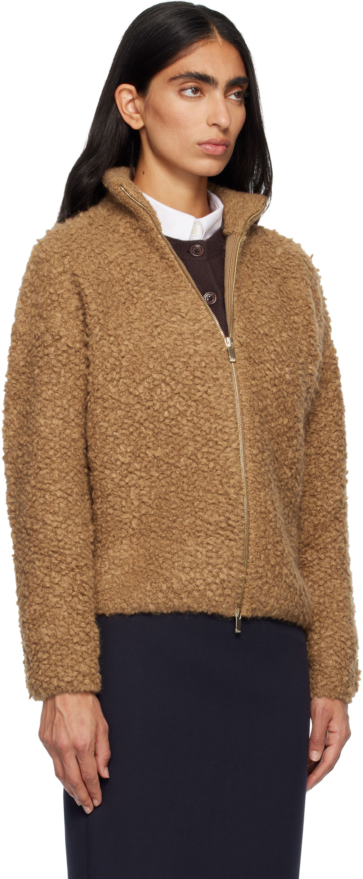 Sveter Max Mara Oggetti Teddy Full-Zip Cardigan Hnedá | 2526346062600, 1