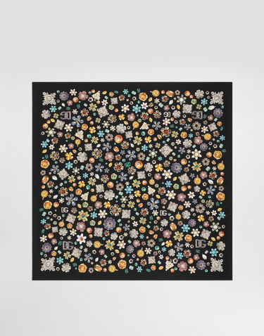 Šál Dolce & Gabbana Dolce & Gabbana 70x70 Silk Twill Floral Brooch Scarf Čierna | FN092RGDDAXHN5SA, 2