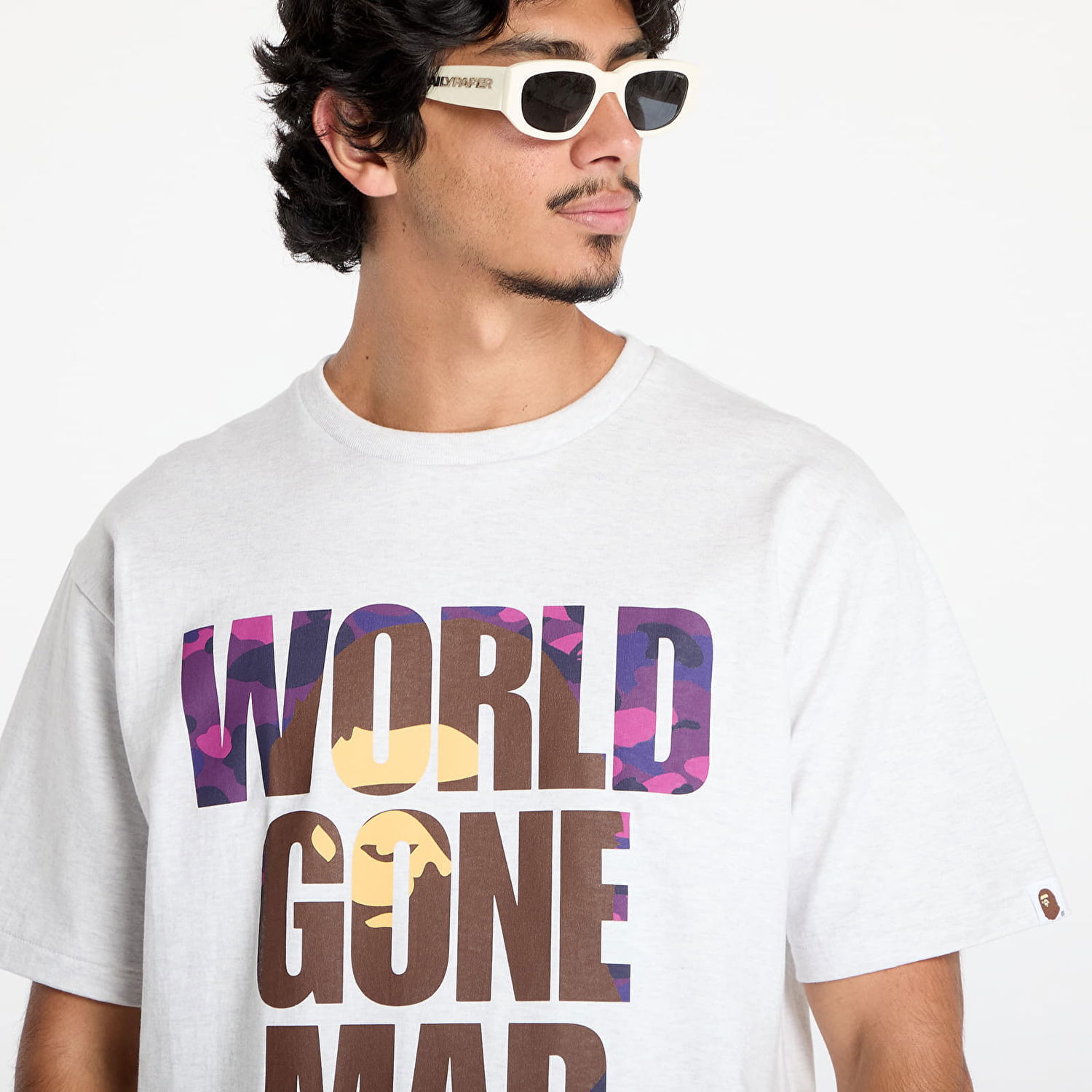 Tričko BAPE A BATHING APE Color Camo Wgm Ape Head Overlap T-Shirt Biela | 001TEK801024M GRA, 1