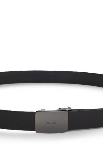 Opasok BOSS HUGO Leather Belt with Plaque Buckle Čierna | 50553993, 1