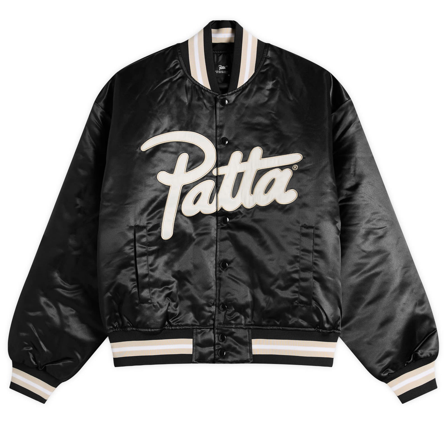 Bomber bunda Patta Patta Script Logo Satin Varsity Jacket, Size Small Čierna | POC-AW25-5000-348-0016-001, 0