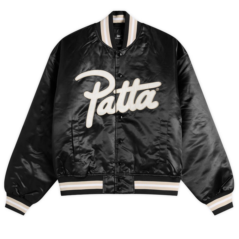 Bomber bunda Patta Patta Script Logo Satin Varsity Jacket, Size Small Čierna | POC-AW25-5000-348-0016-001