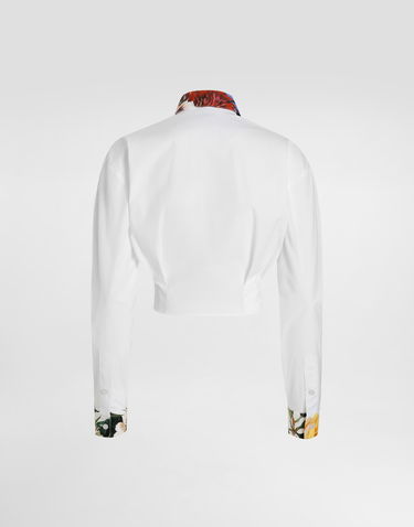 Košeľa Dolce & Gabbana Dolce & Gabbana Bouquet-Print Tie-Front Poplin Shirt Biela | F5S65TGDDCNW0800, 1