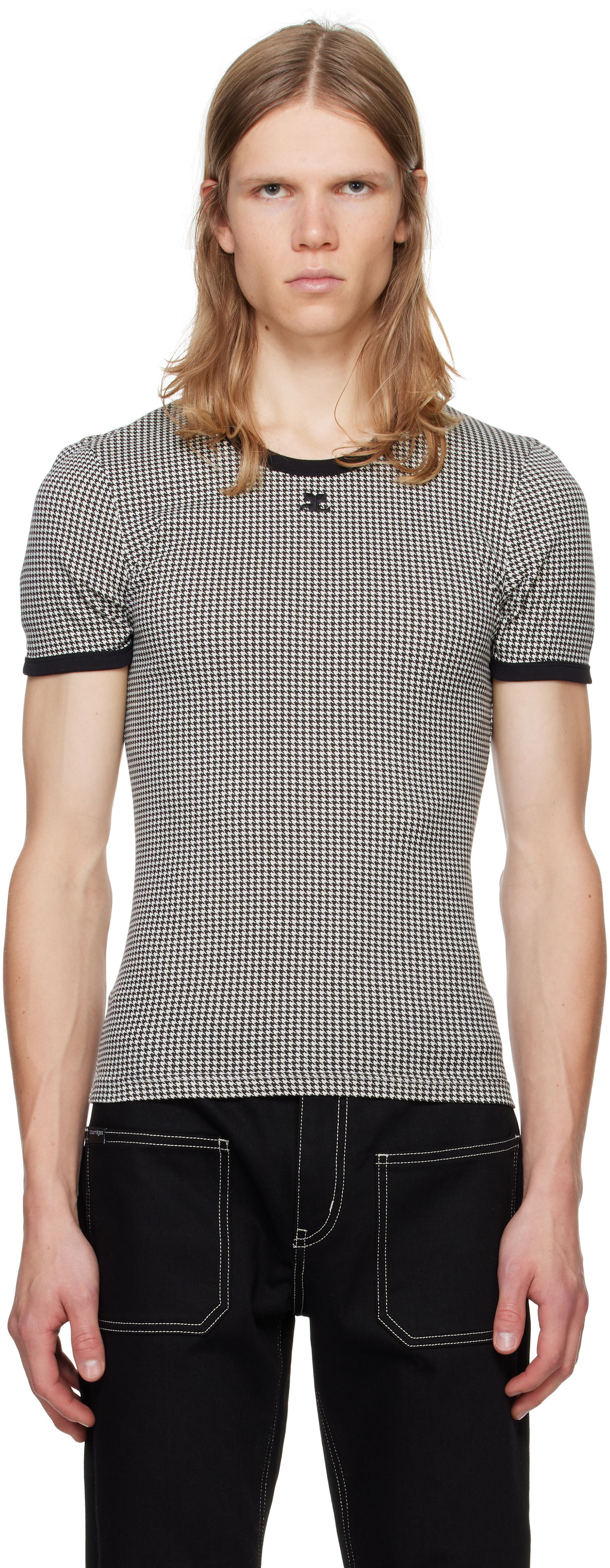 Tričko Courrèges Courrèges Houndstooth Print T-Shirt Biela | 324JTS020JS0167, 0