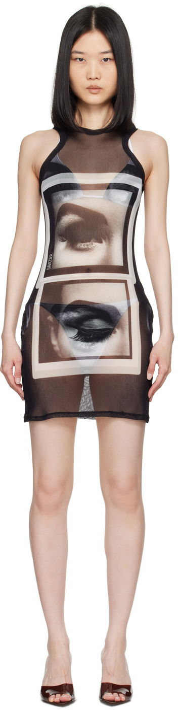 Šaty Jean Paul Gaultier Gaultier 'The Eyes And Lips' Mesh Minidress Čierna | 24/30-F-RO250-T553-000201, 0