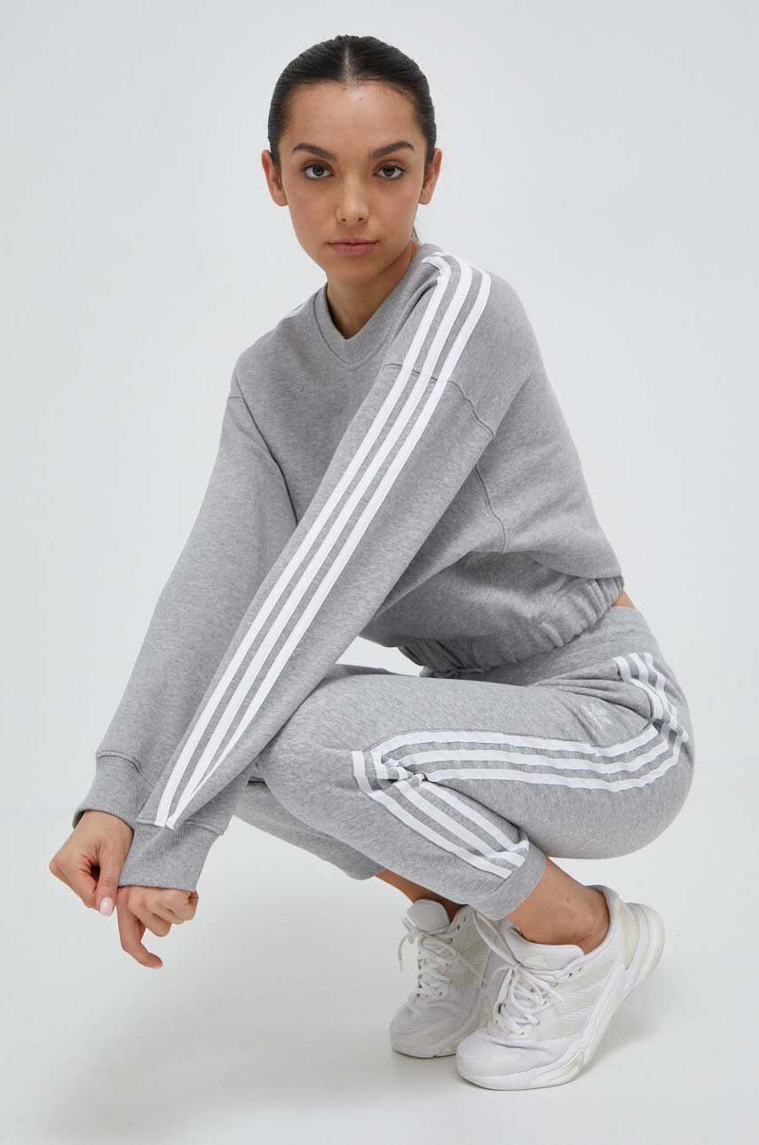 Mikina adidas Performance Essentials 3-Stripes Crop Sweatshirt Šedá | HR4929, 0