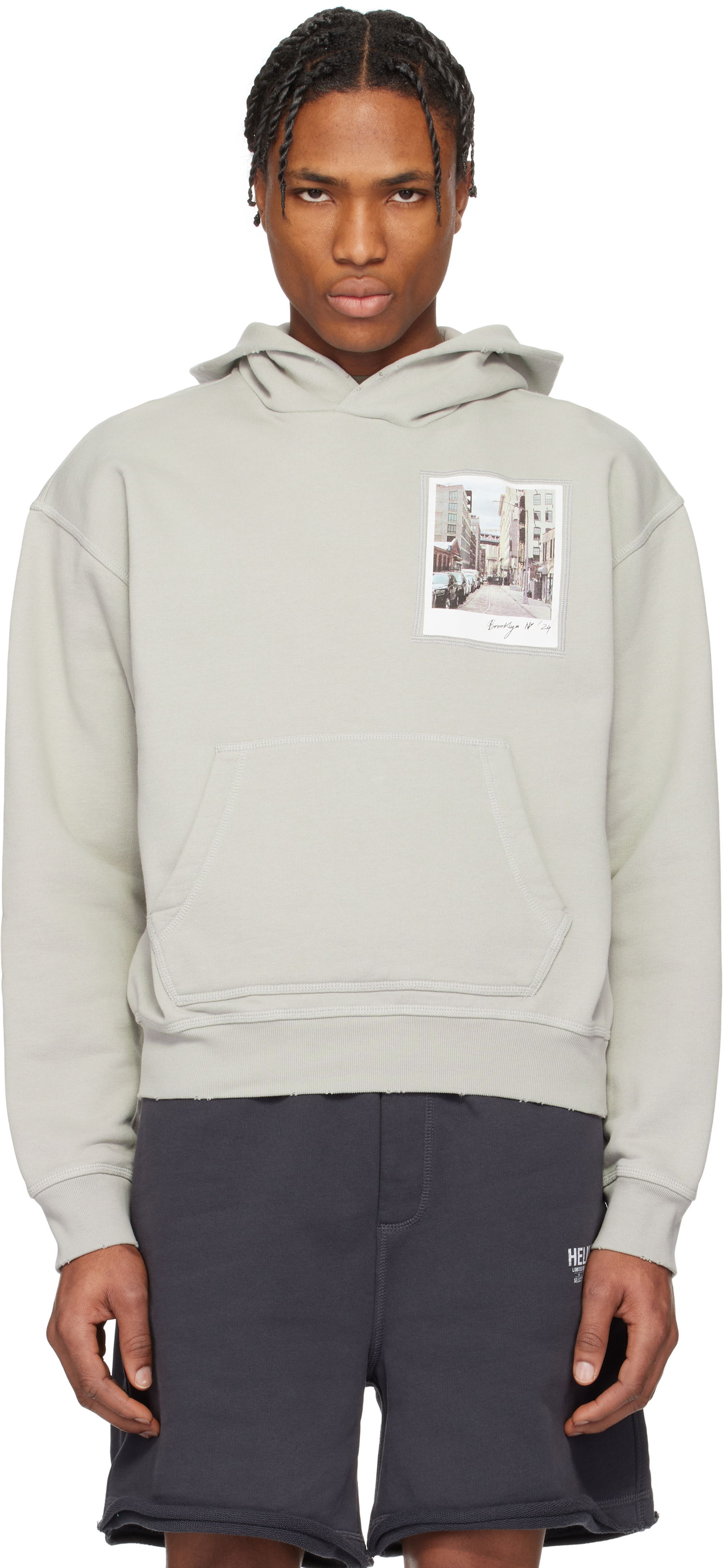 Mikina Helmut Lang Helmut Lang Brooklyn Postcard Hoodie Šedá | O10HM520, 0