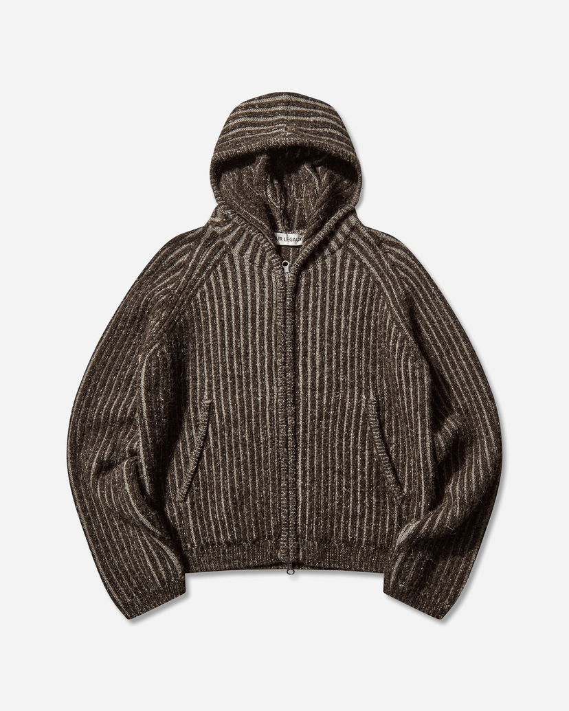 Sveter OUR LEGACY Level Hooded Full-Zip Striped Sweater Hnedá | M4253LV 001