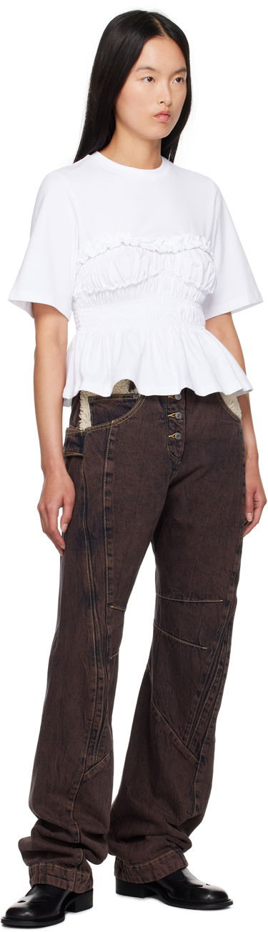 Tričko Cecilie Bahnsen Ruched Peplum T-Shirt Biela | 3.24RTW11026 VILDE T-SHIRT, 3