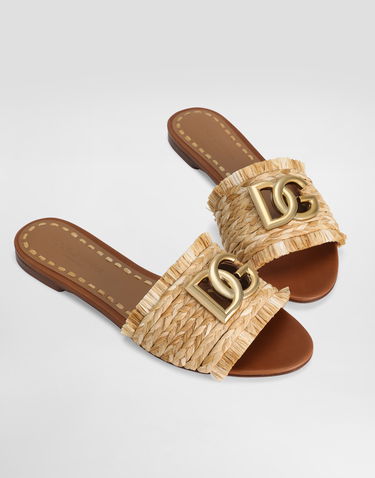 Doplnky Dolce & Gabbana Dolce & Gabbana Rafia Braided Slippers Béžová | CQ0646AN2178B218, 3