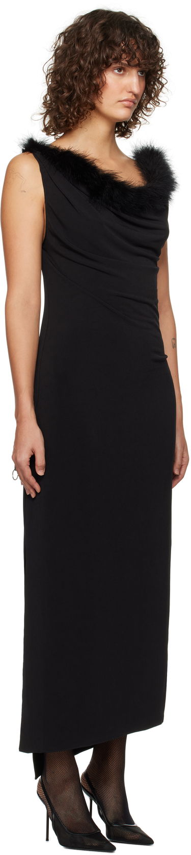 Šaty Coperni Coperni Feather Trim Midi Dress Čierna | COPR136F5022, 1