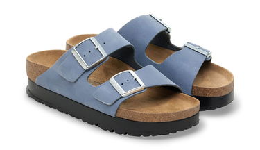 Tenisky a topánky Birkenstock Arizona PAP Flex Platform Nubuk Leather Narrow Fit Sandals Modrá | 1030588, 2