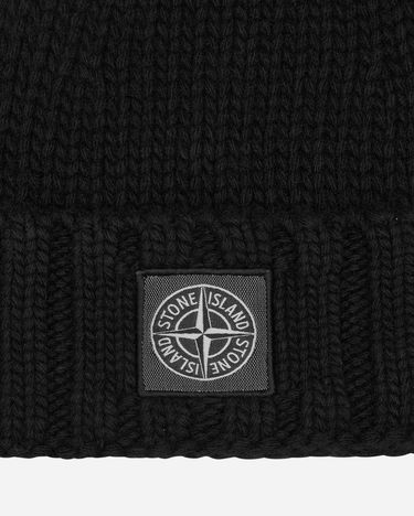 Kulicha Stone Island Garment Dyed Wool Beanie Black Čierna | 7915N17D6 V0029, 4