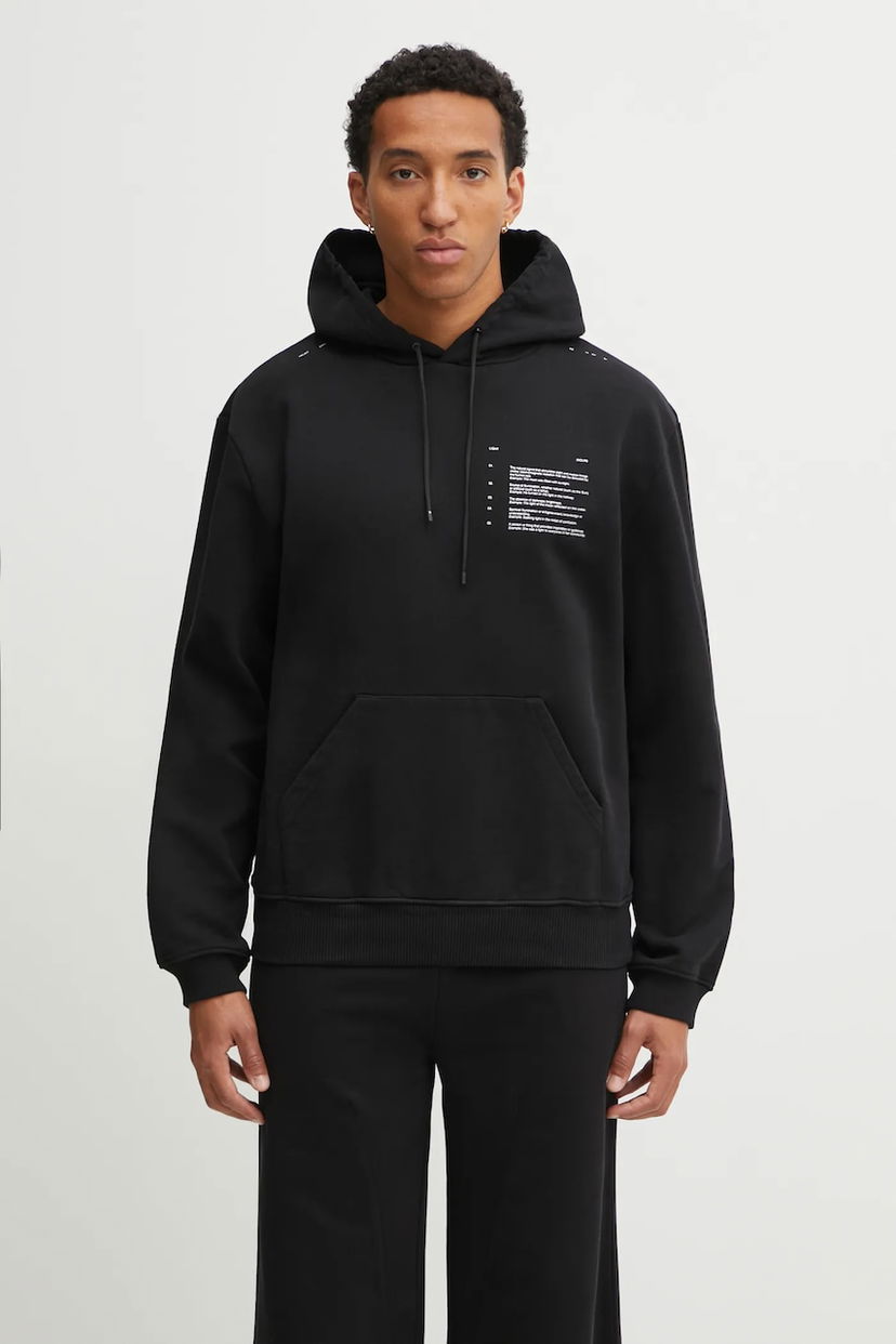 Mikina HELIOT EMIL Cotton Printed Hoodie Čierna | AW25.M.08.087.BLK01
