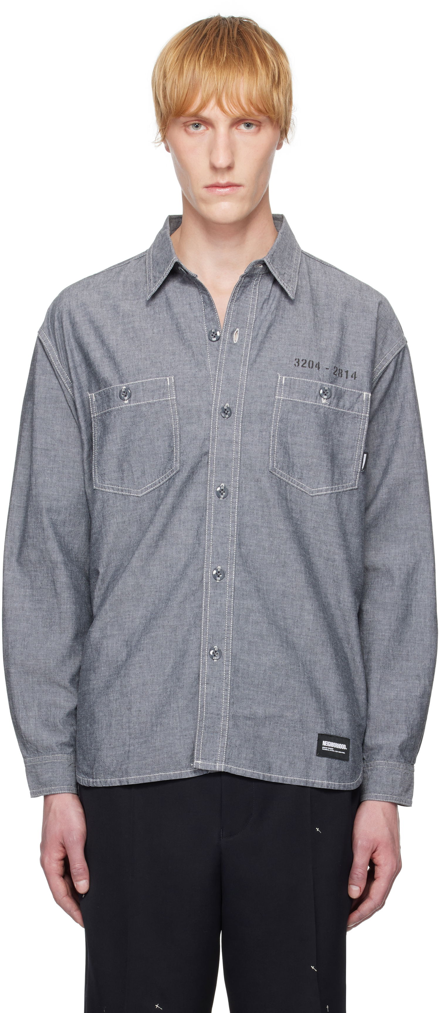 Košeľa Neighborhood Neighborhood Chambray Long Sleeve Shirt Šedá | 251ARNH-SHM02, 0