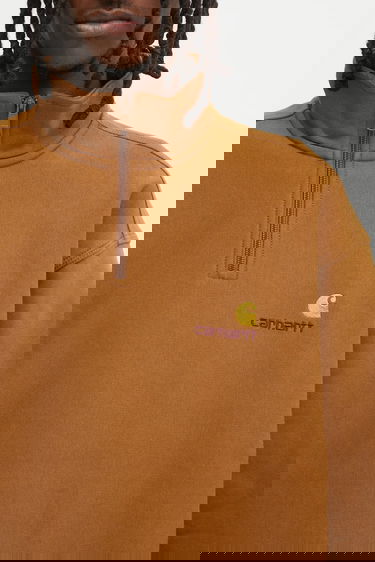 Mikina Carhartt WIP Half Zip American Script Sweatshirt Hnedá | I027014.HZXX, 3