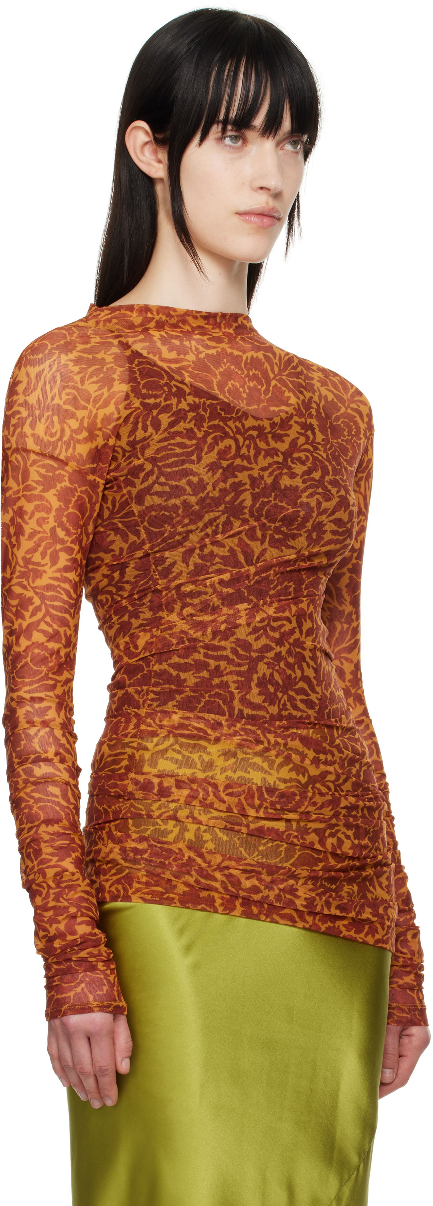 Tričko Dries Van Noten Dries Van Noten Printed Long Sleeve T-shirt Oranžová | 251-011161-1619, 1